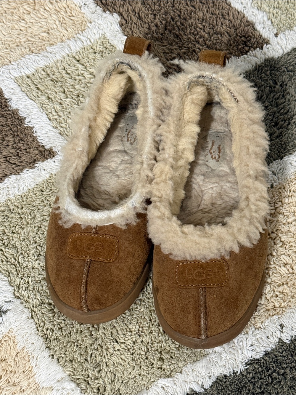 UGG Chestnut Brown Shearling Lined Slip-On Slippers